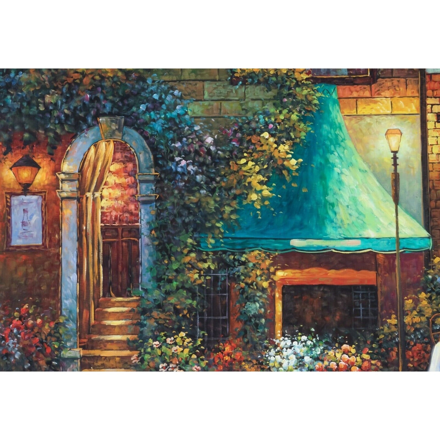 Original Acrylic on Canvas Bistro Scene Signed C Zeter