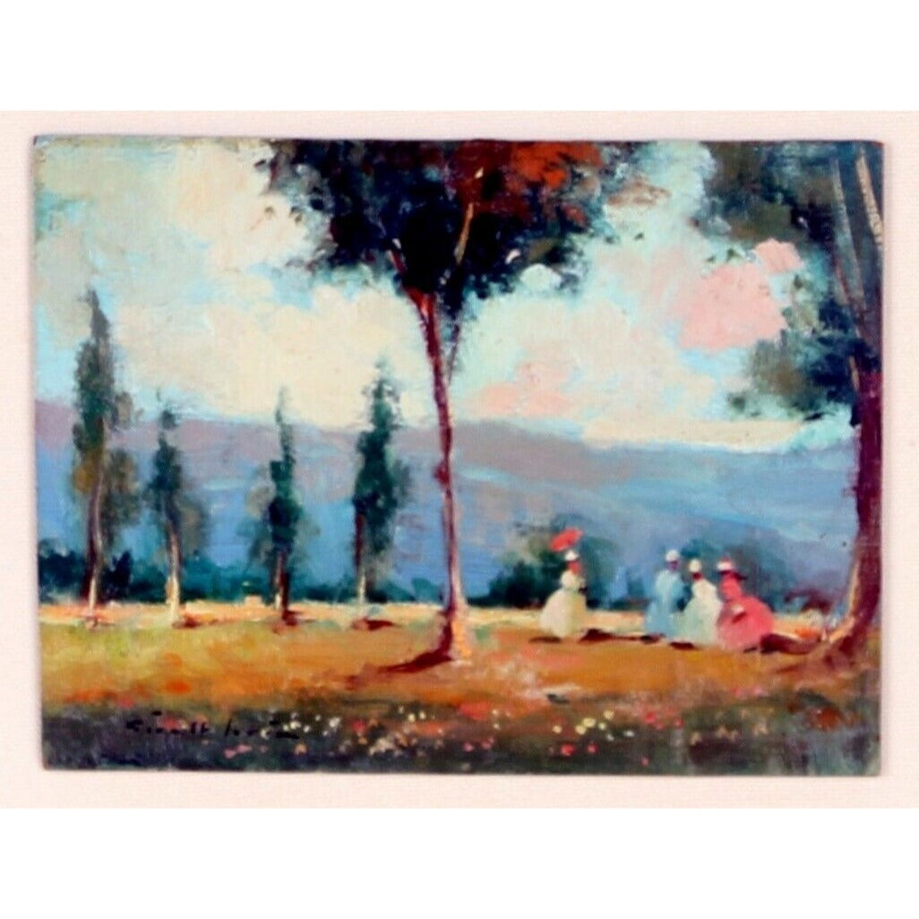 Joan Giralt Lerin: Womens' Outing Oil Painting Signed
