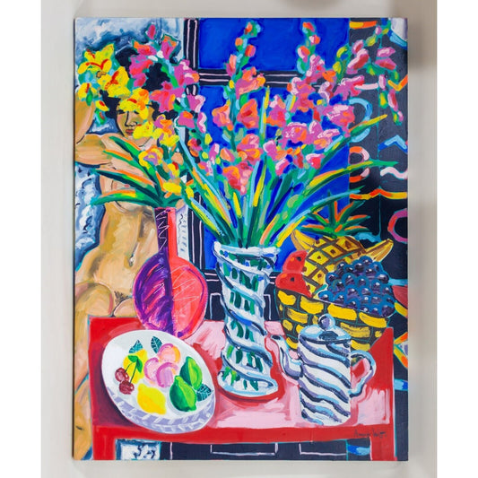 Untitled Nude & Still Life Acrylic on Canvas by Amanda Watt 1990 Large Size