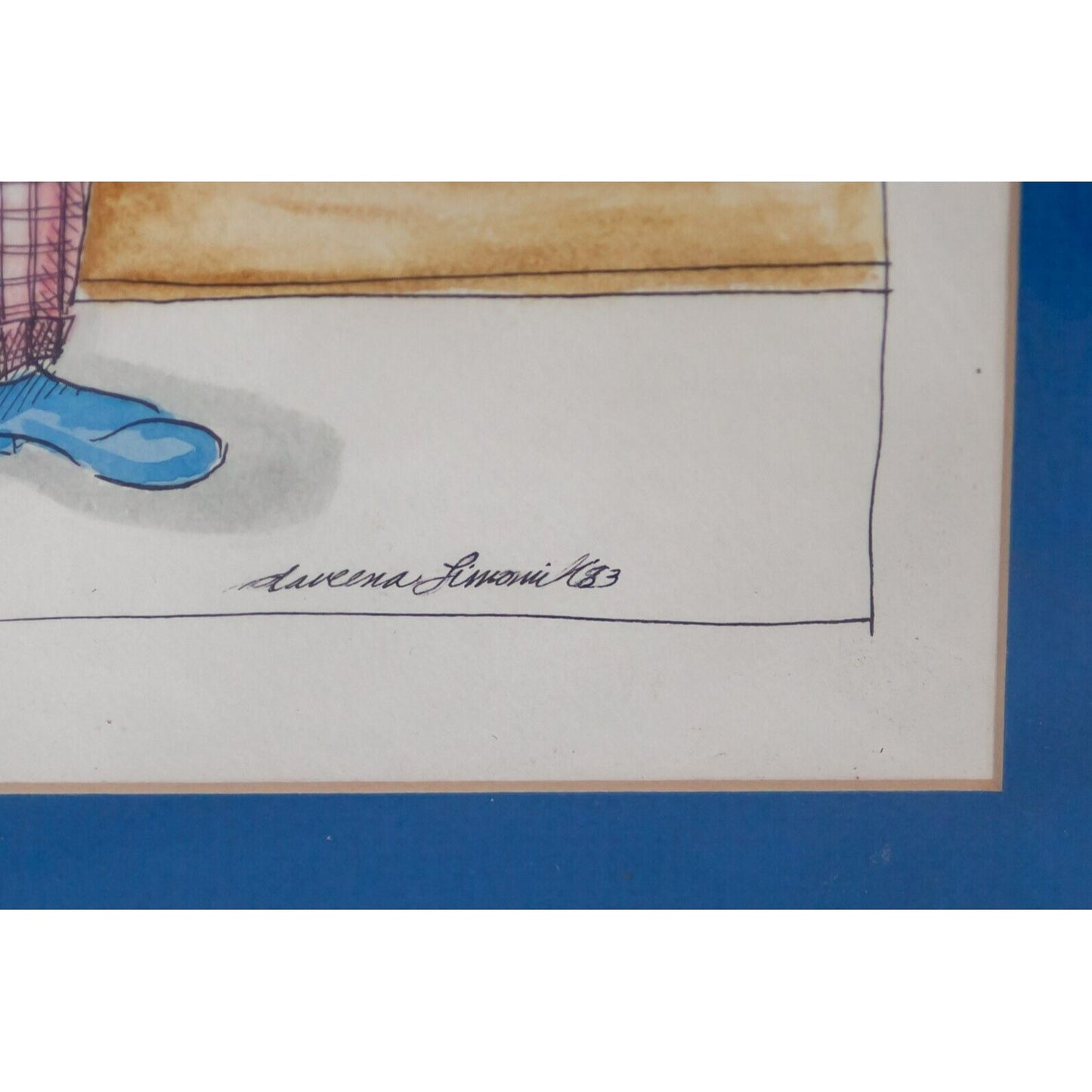 Untitled Watercolor on Paper of a Dapper Frog by Daveena Limonick Framed