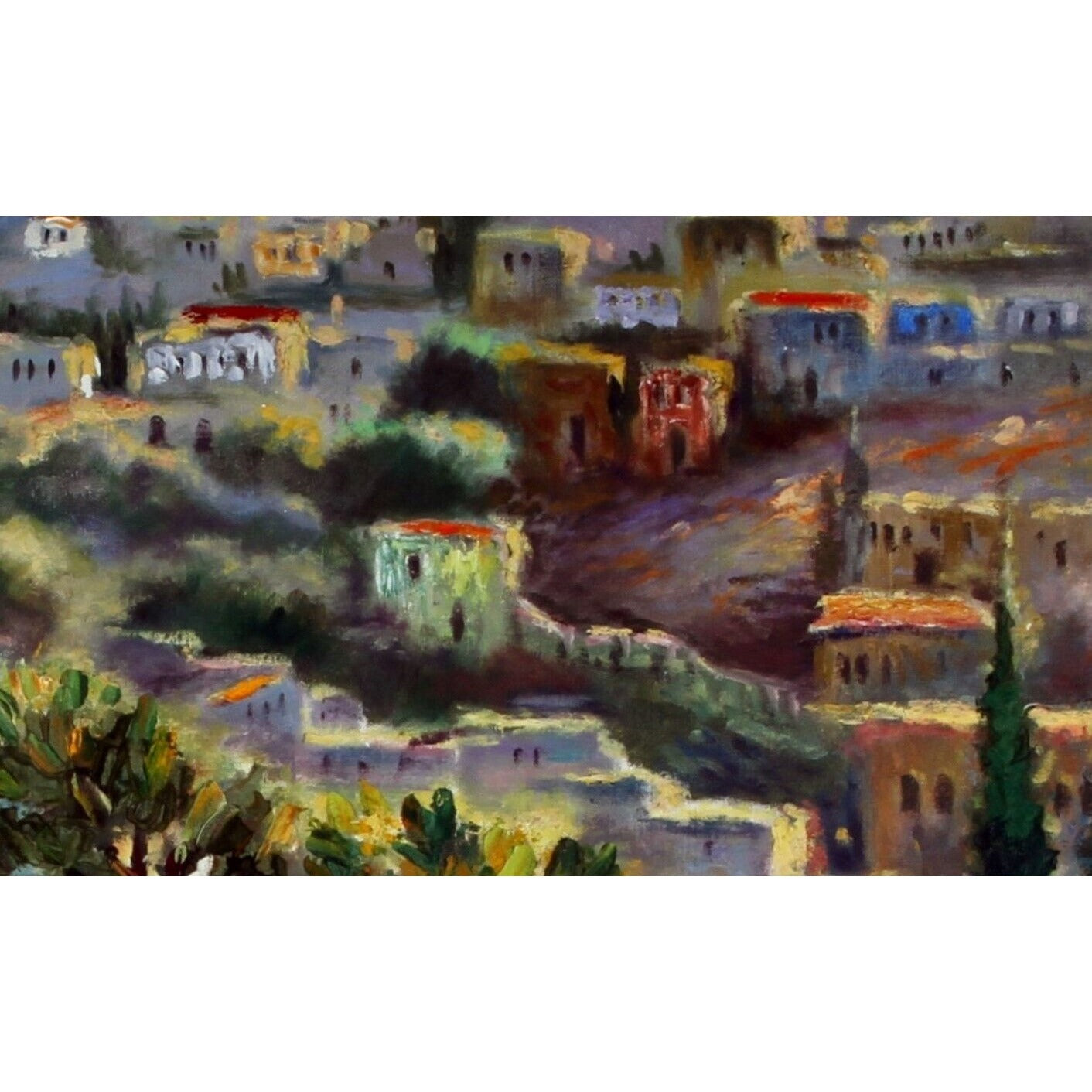Jack Vernon: SUFED 69 Landscape Oil Painting of Sufed, Israel 1969 Signed