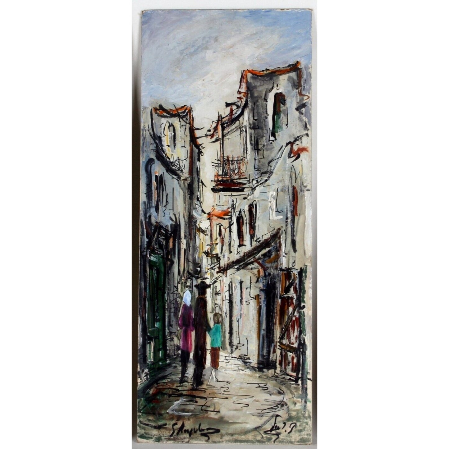 "Safah II" (1965) by S. Raphael. Oil Painting on Board, 30x12