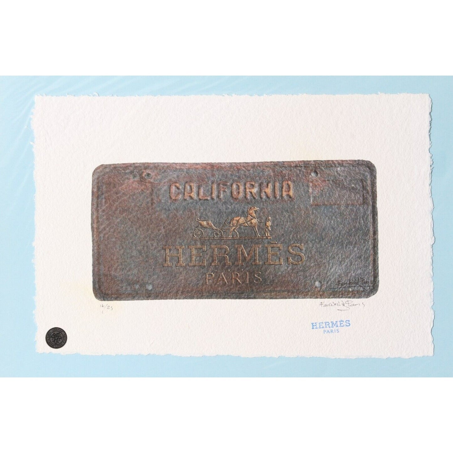 Hermes California License Plate Print By Fairchild Paris LE 16/25
