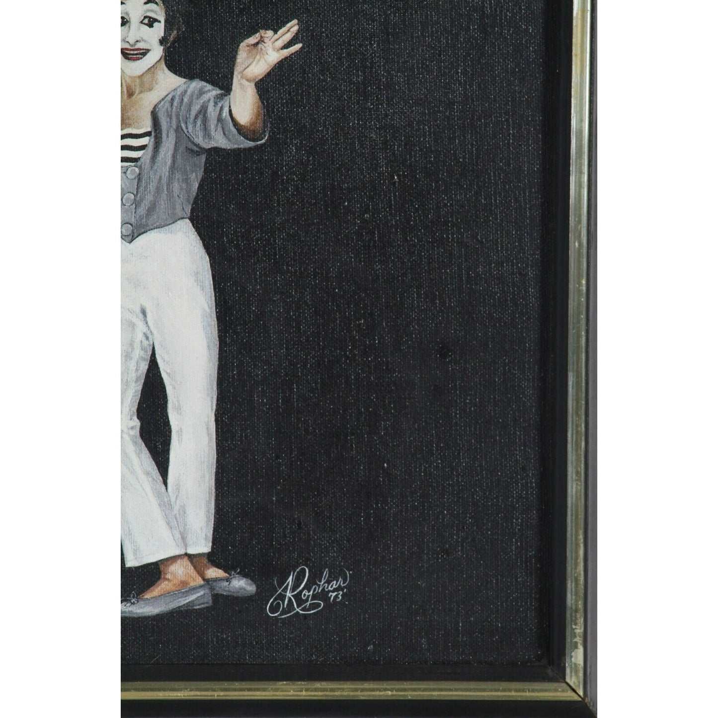 Original Clown Mime with Balloons Painting by Ron Rophar Oil on Canvas
