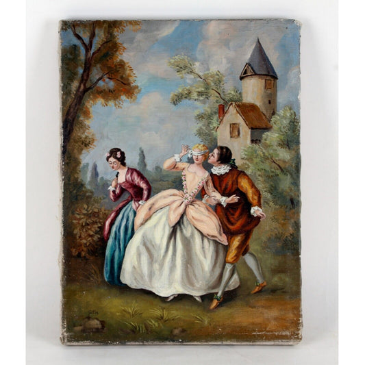 "Whispering" (1960) by Gilles, Oil Painting on Canvas, 18x13