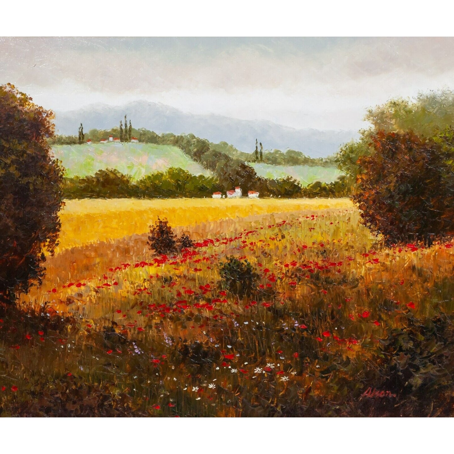 Untitled Landscape Framed Oil Painting signed Alson