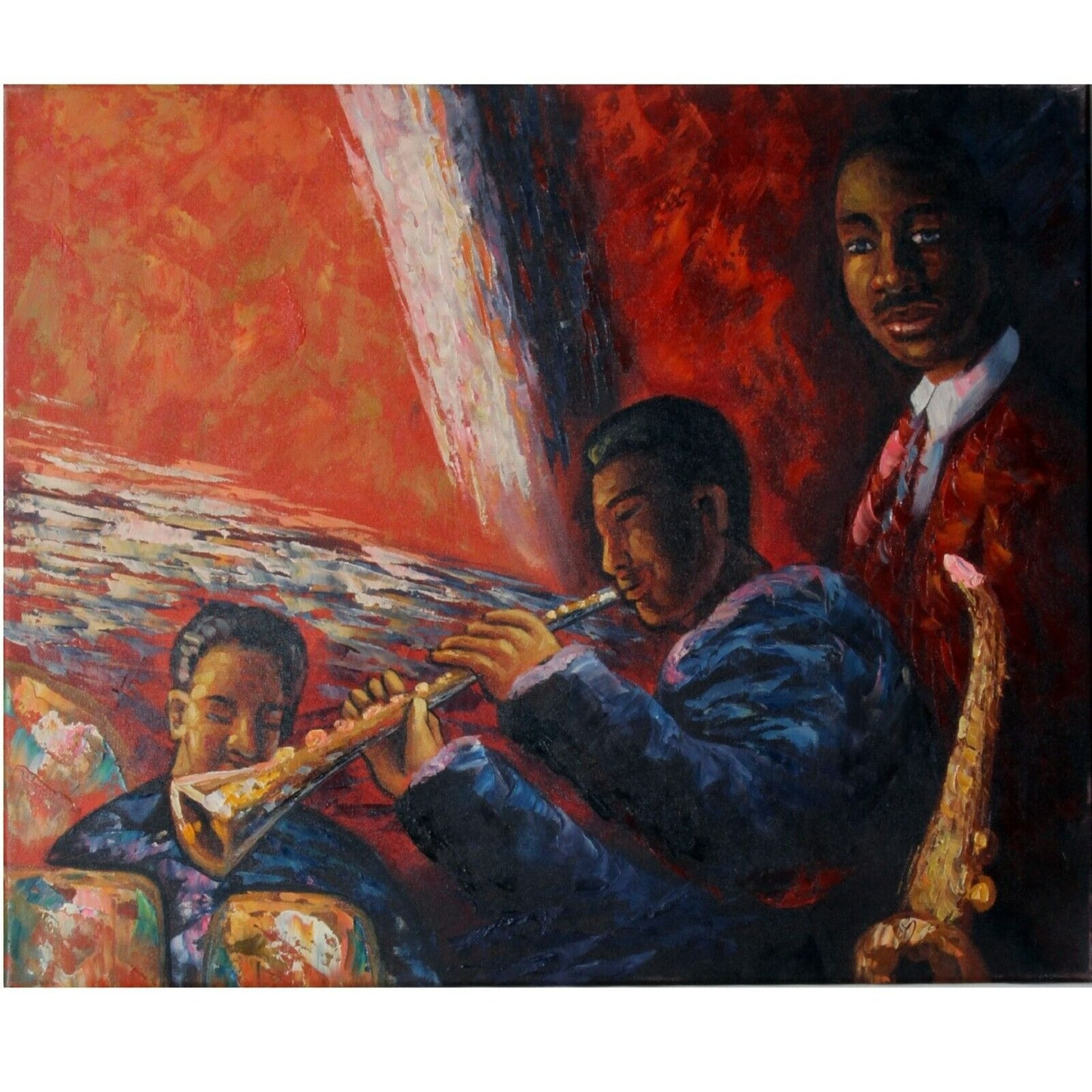 Three Musicians Playing Print on Canvas Reproduction 20" x 24"