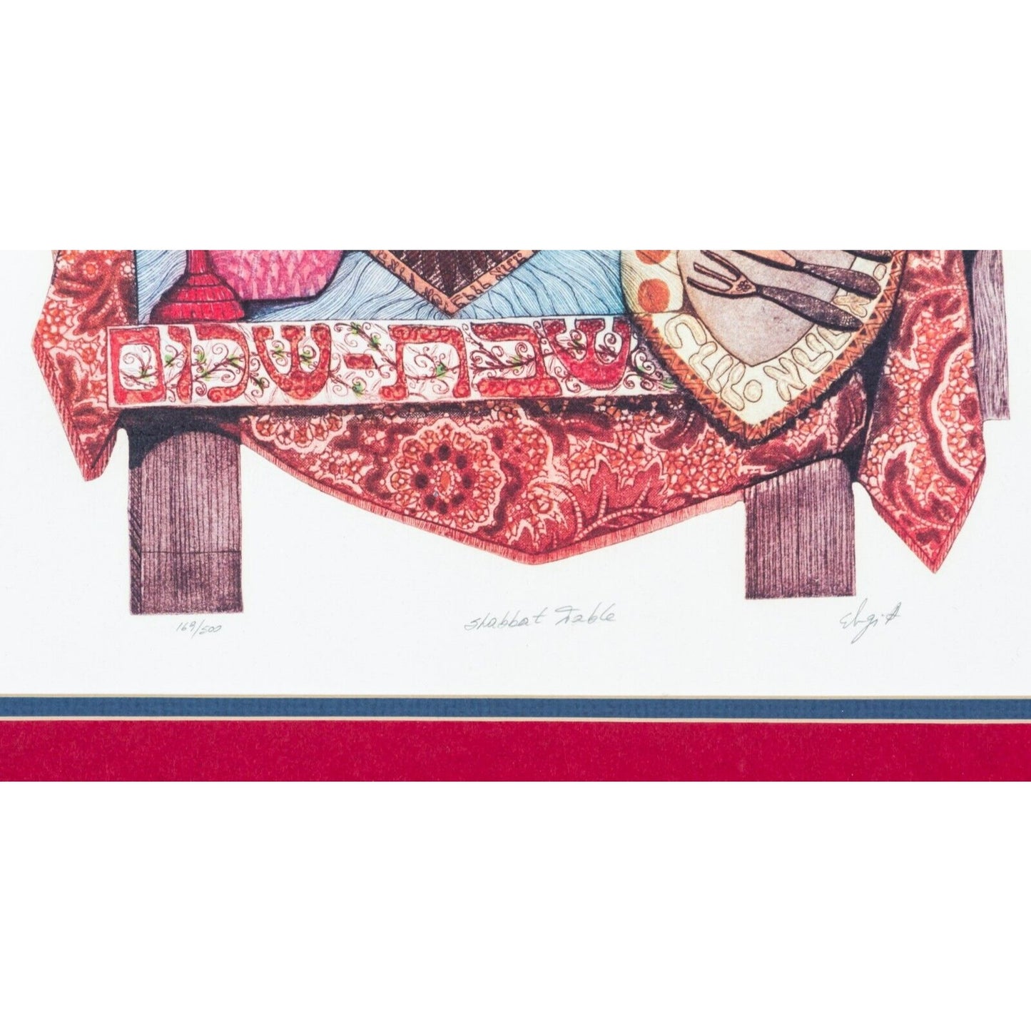 "Shabbat Dinner" by Amram Ebgi Framed Embossed Lithograph LE 169/500