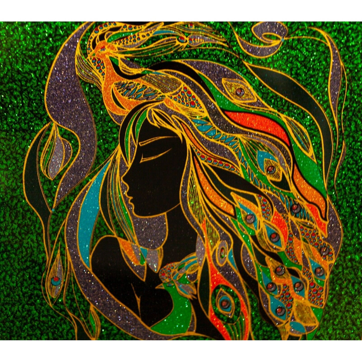 Original Mixed Media Portrait by Martrios Manoukian Gold Frame Gorgeous!