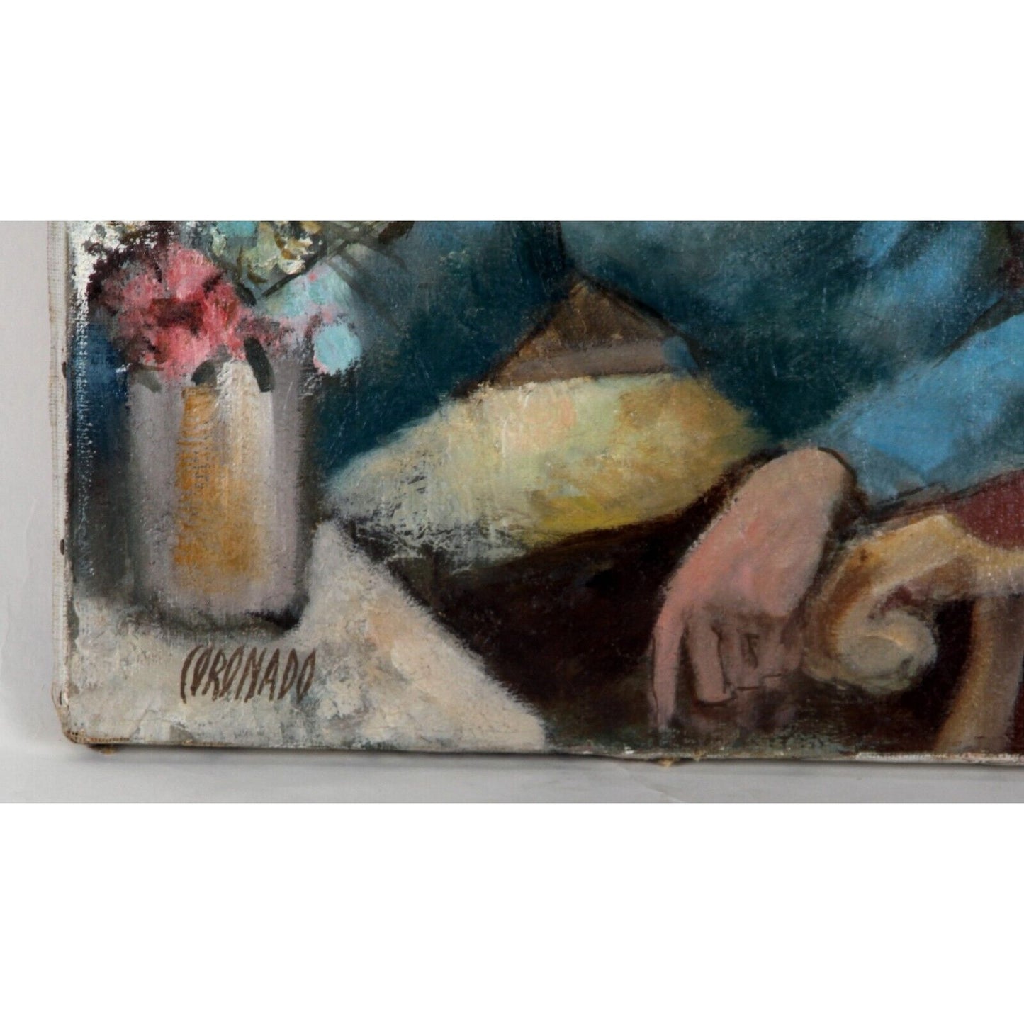 "Arranging Flowers" by Coronado, Oil on Canvas Painting, 16x12