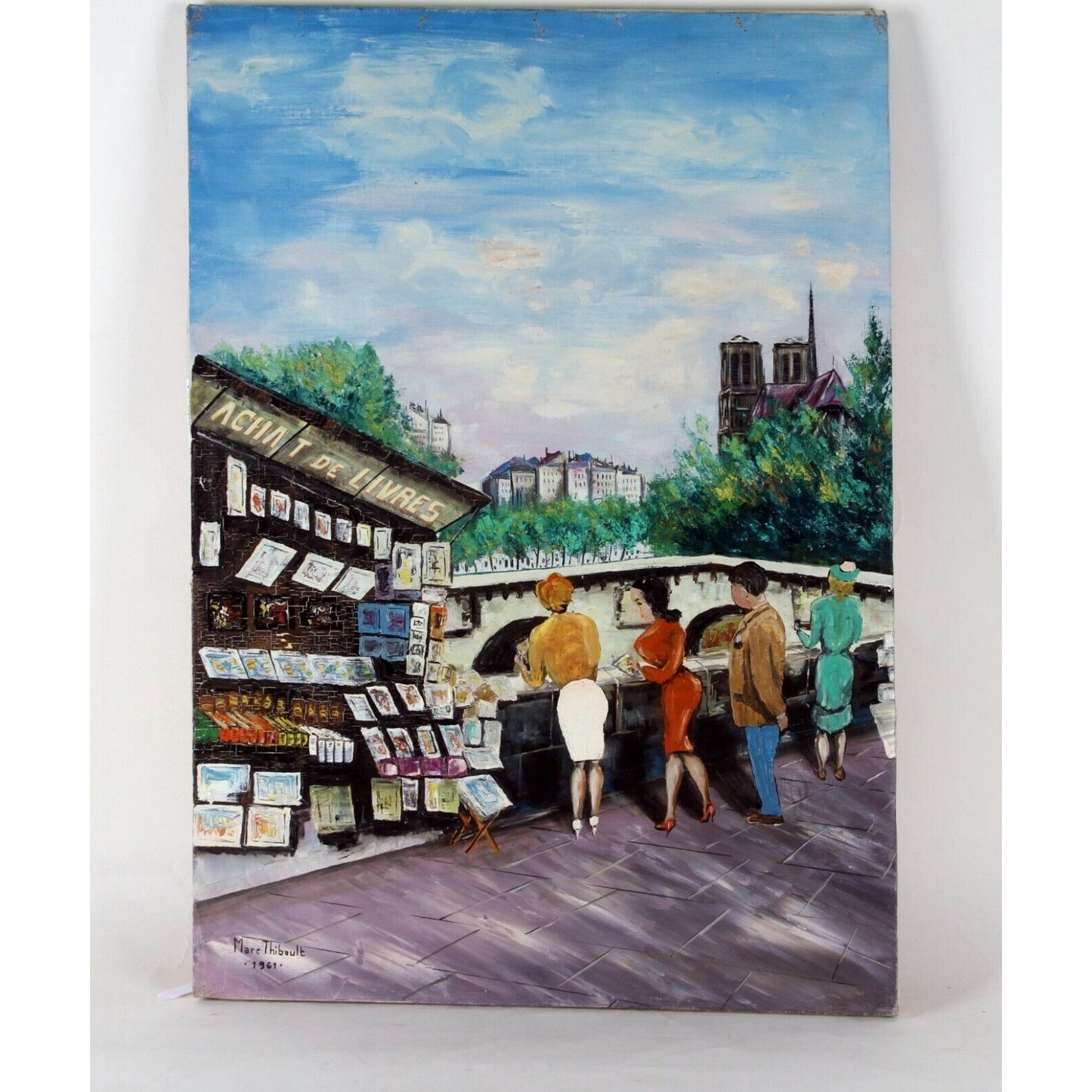 BOOK SHOP BY MARC THIBAULT OIL ON CANVAS UNFRAMED 29" x 21" 1961