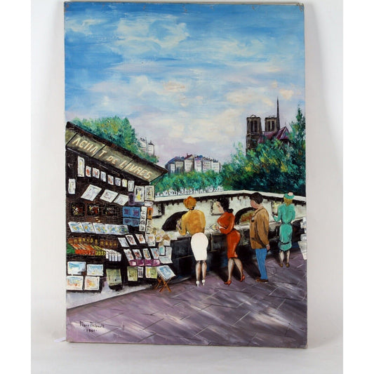 BOOK SHOP BY MARC THIBAULT OIL ON CANVAS UNFRAMED 29" x 21" 1961