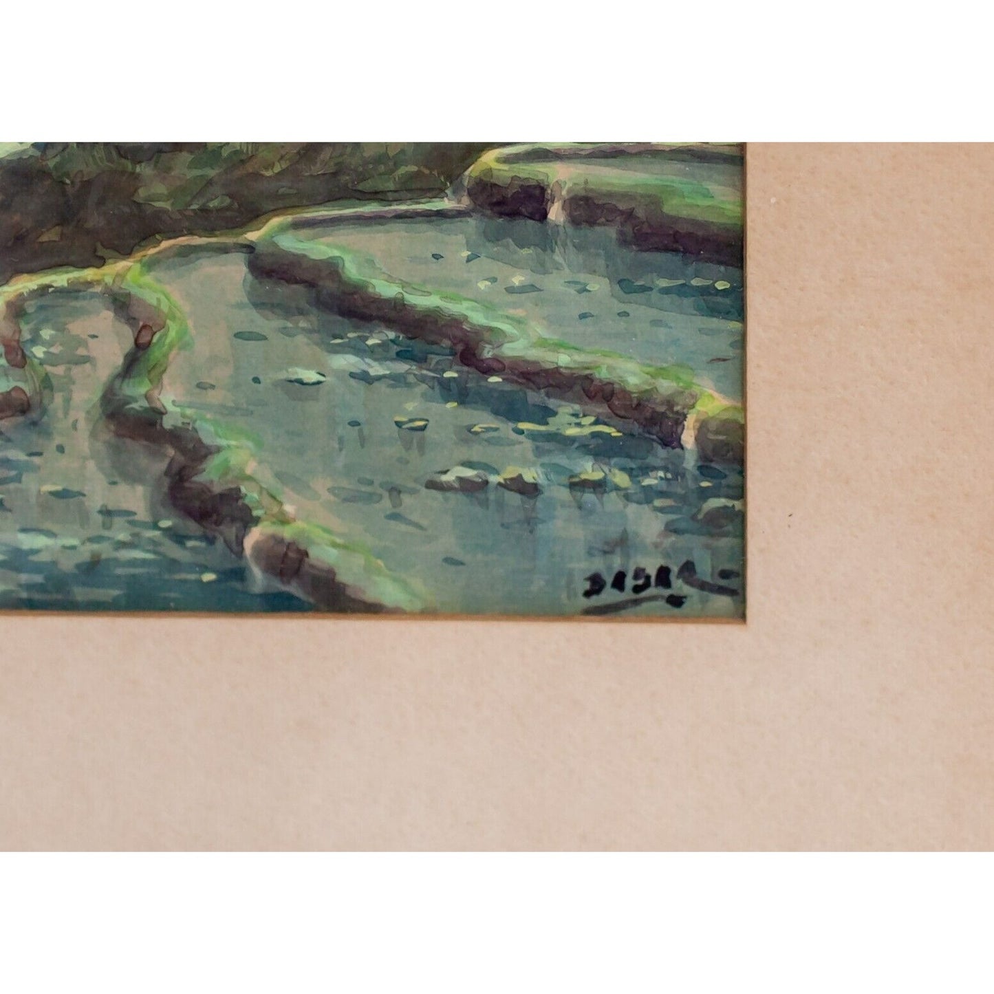 Untitled Watercolor on Paper Landscape by Javanese Artist Basar Framed