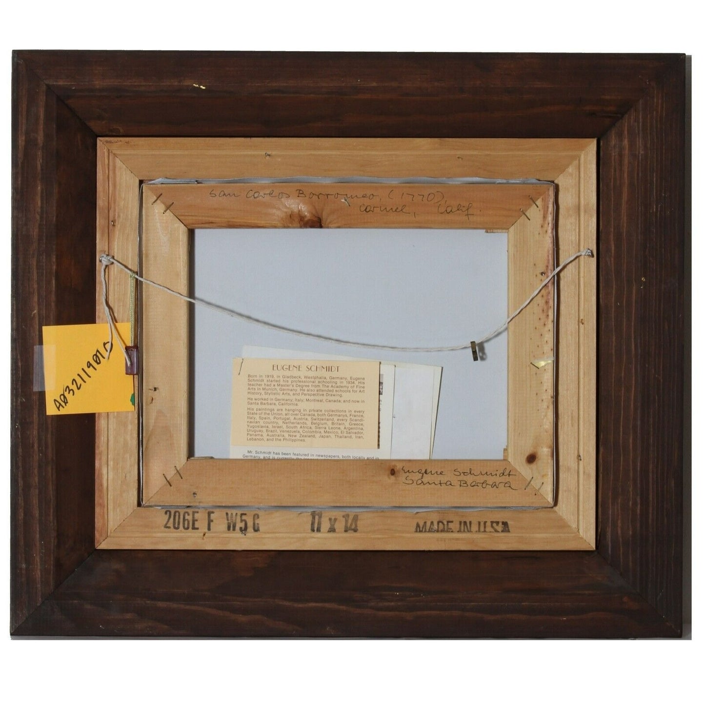 "San Carlos Borromeo" by Eugene Schmidt Framed Oil on Canvas 11x14