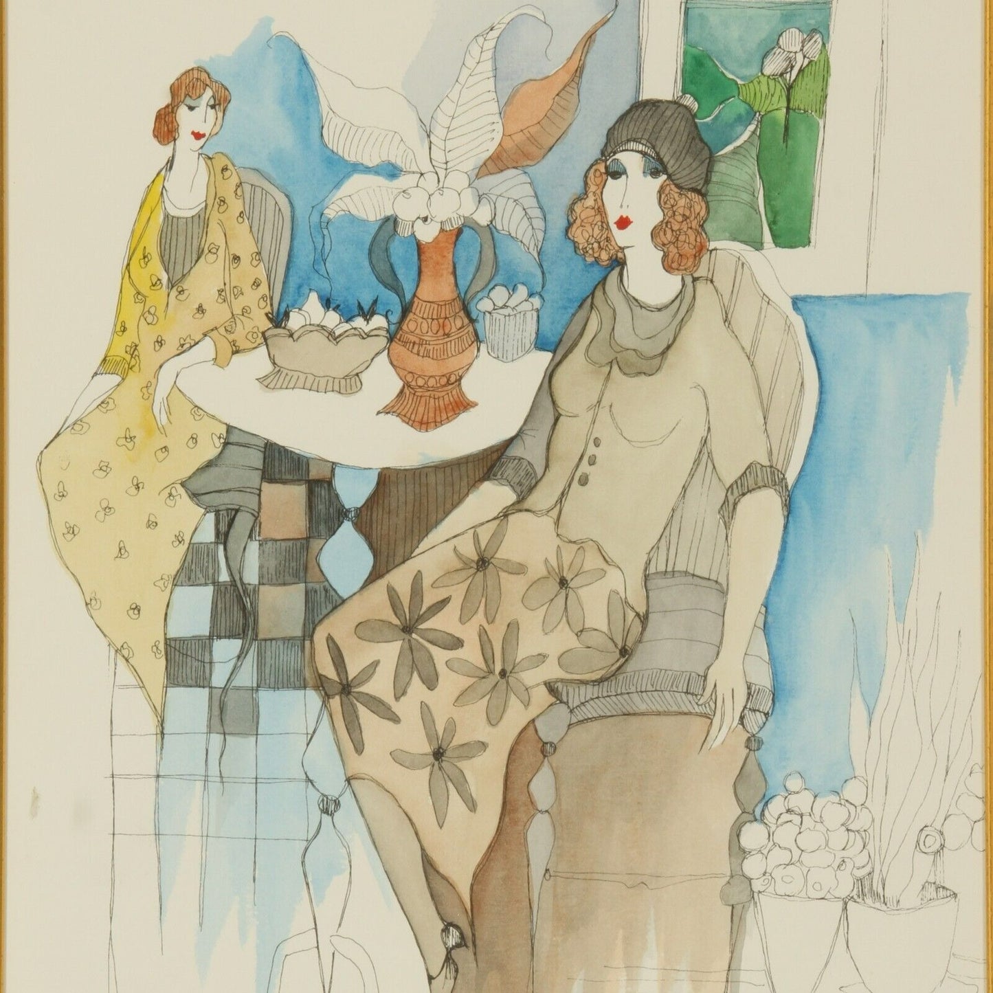 Untitled Watercolor #36 by Itzchak Tarkay Framed w/ CoA