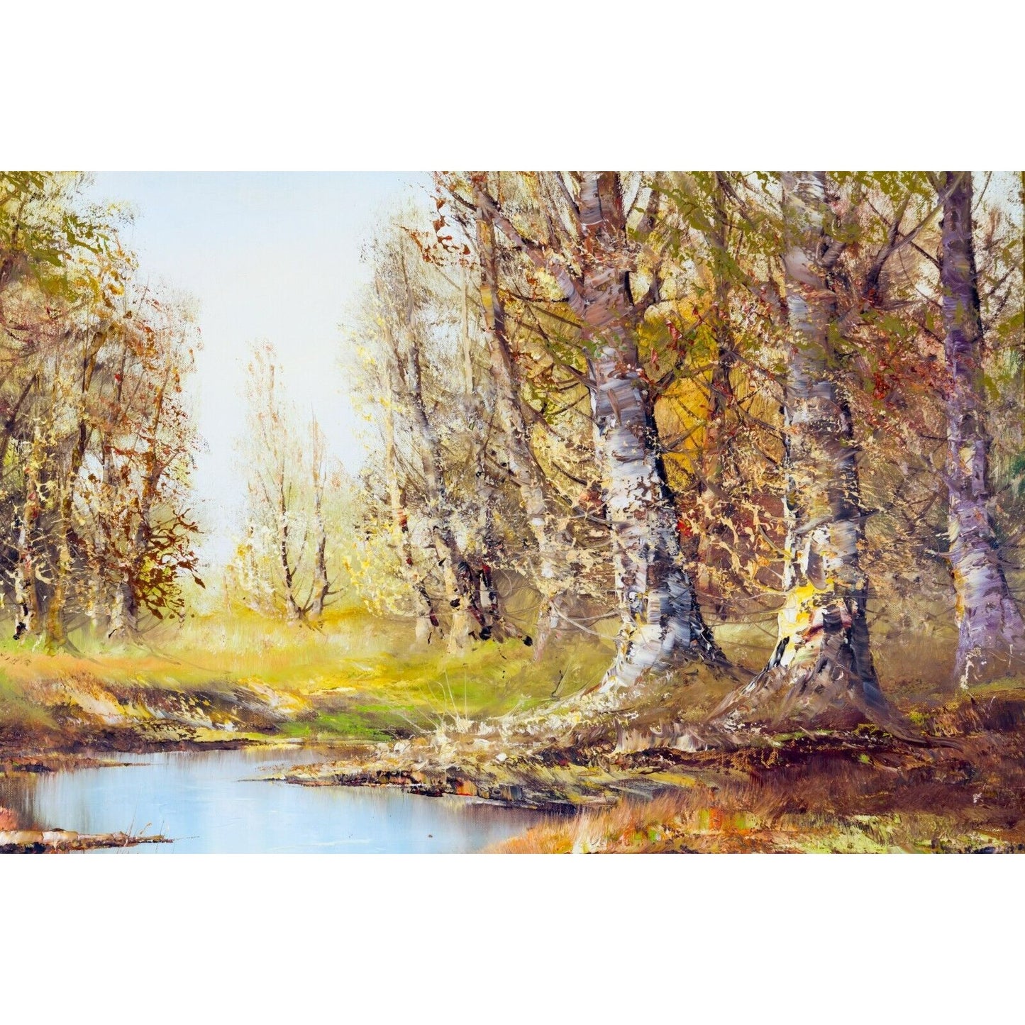Untitled Autumn Landscape by Aldo Mantovani Oil on Canvas Framed Painting