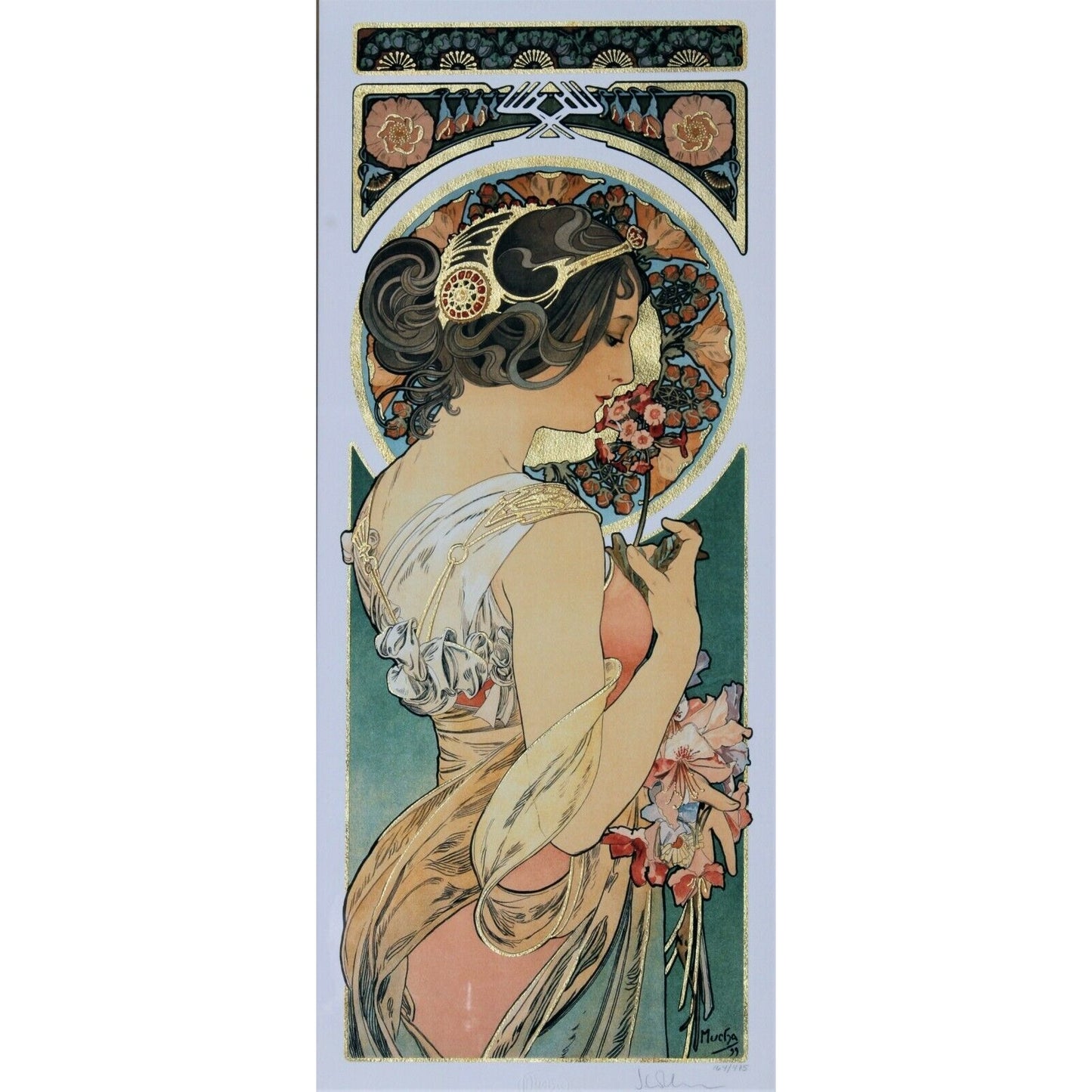 "Primrose" 1899 by Alphonse Mucha Signed LE #164/475 Giclée Framed w/ CoA