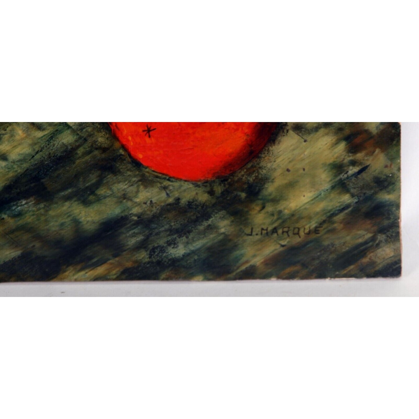 "Still Life with Fruit" by J. Marque, Oil Painting on Board, 13x21