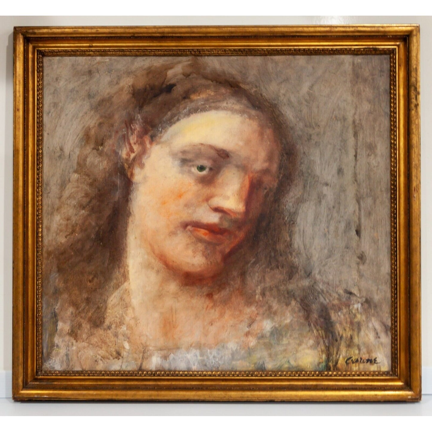 Portrait of Woman by Nicolas Carone Oil on Canvas 33" x 30.5" 1986