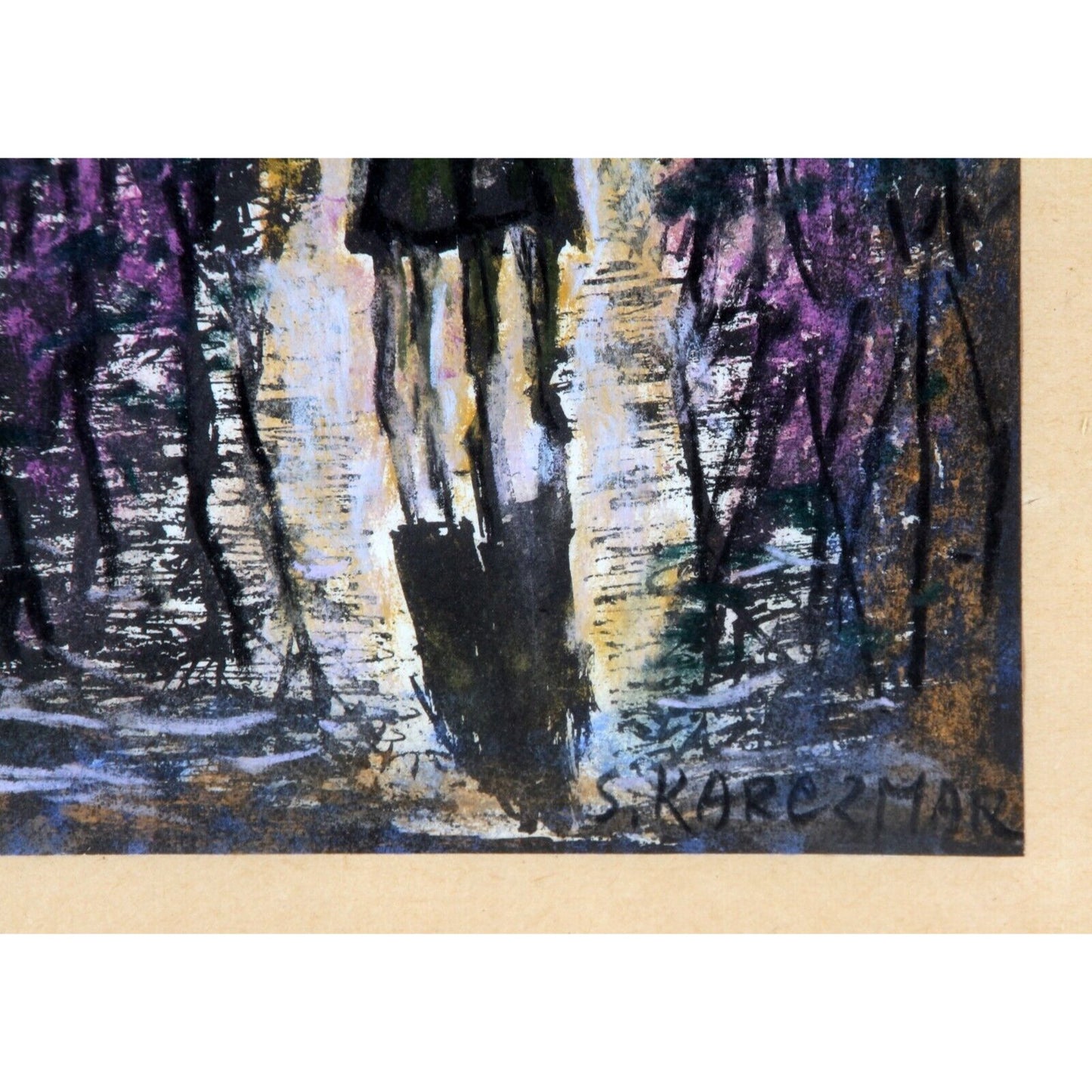 "Untitled" by S. Karczmar, Gouache/Watercolor on Paper, 13x15 Framed