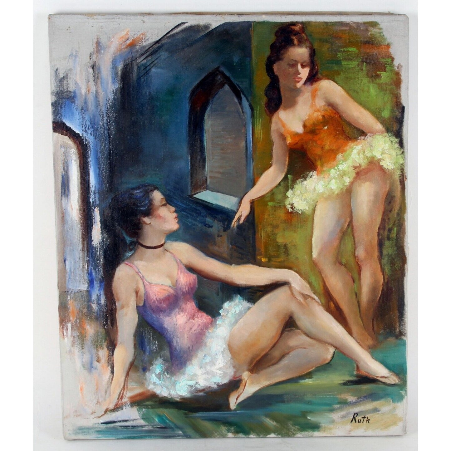 "Untitled" by Ruth, Ballerinas at Rest, Oil Painting on Canvas, 24x20