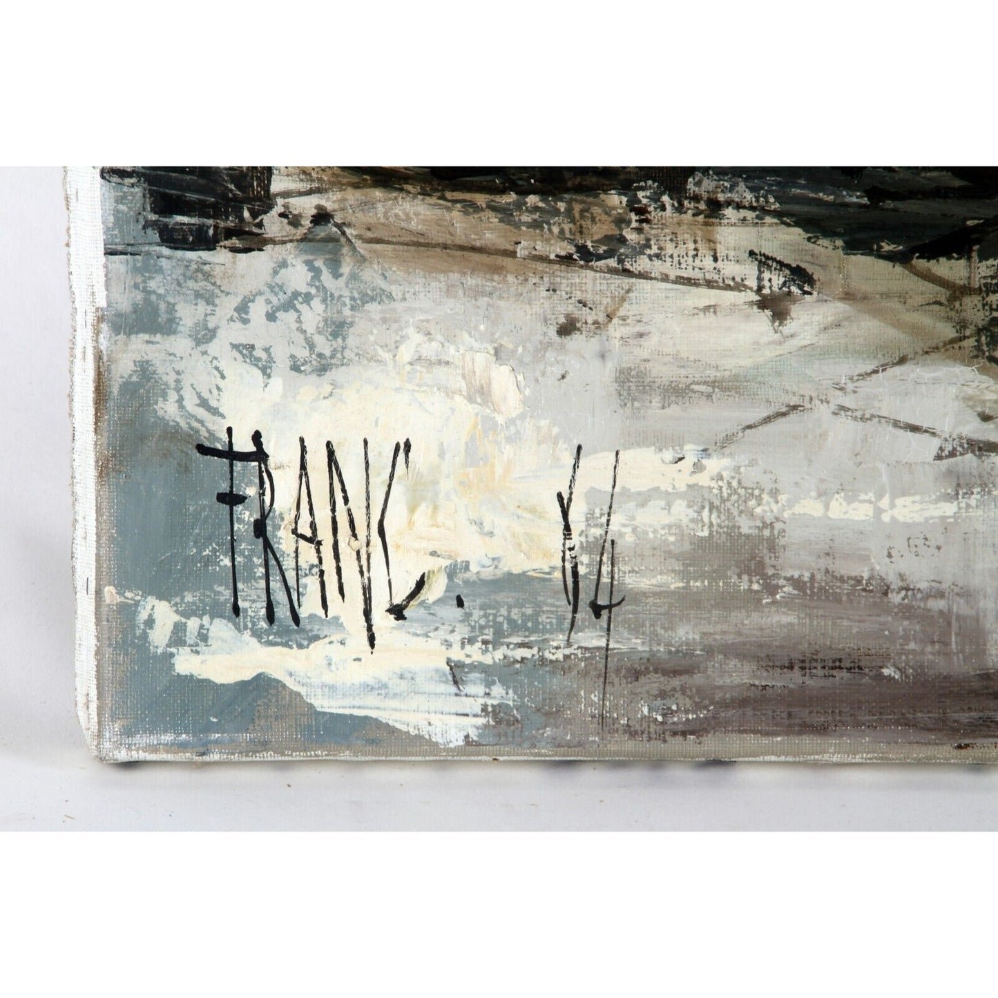 "Vielles Femmes aux Paraluies" by Franc, Old Women with Umbrellas, Oil on Canvas