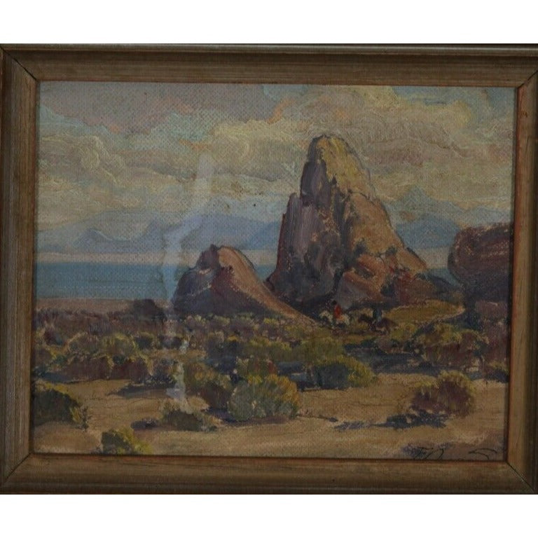 Untitled Desert Landscape by Fred Grayson Sayre Oil on Board Framed