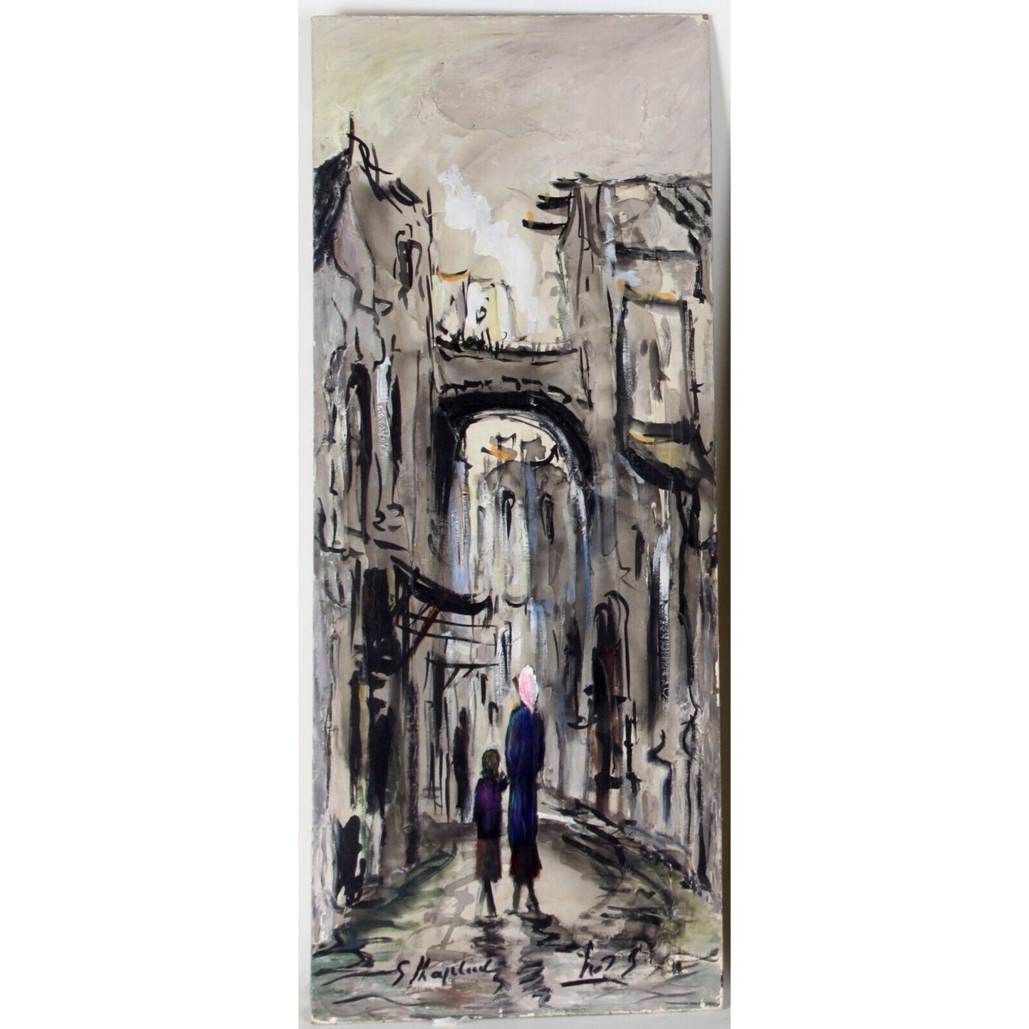 "Safah I" (1966) by S. Raphael, Oil Painting on Board, 30x12