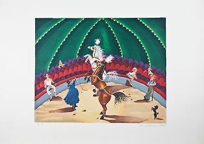 "Au Cirque" By La Giraudiere Lithograph On Paper 25.5' x 18.75"