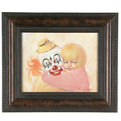 "Daddy The Clown" By Anthony Sidoni 1999 Signed Oil on Canvas 8"x10"