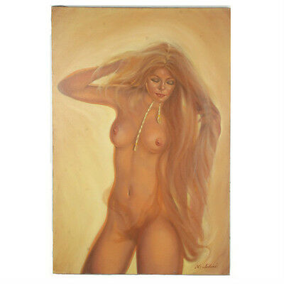 Untitled (Nude w/ Necklace) By Anthony Sidoni Signed Oil on Canvas 36"x24"