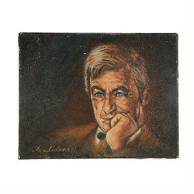 Untitled (Man Resting Chin on Hand) By Anthony Sidoni Signed Oil on Canvas 8x10