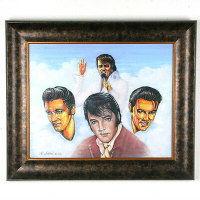 Untitled (5 Images of Elvis Presley) By Anthony Sidoni 2005 Signed Oil Painting