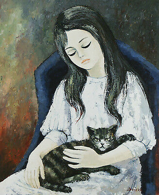 "MY CAT" By Liliana Signed Oil on Canas 24"x20" w/ COA