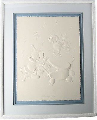 "The Whoopee Party" Mickey & Minnie Mouse Framed Cast Paper Embossed Print CoA
