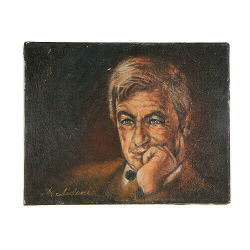 Untitled (Man Resting Chin on Hand) By Anthony Sidoni Signed Oil on Canvas 8x10