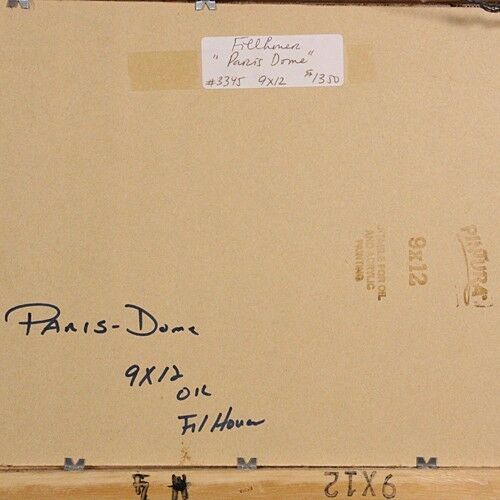 Richard Fillhouer "Paris Dome" Oil on Board Signed & Inscribed on Reverse
