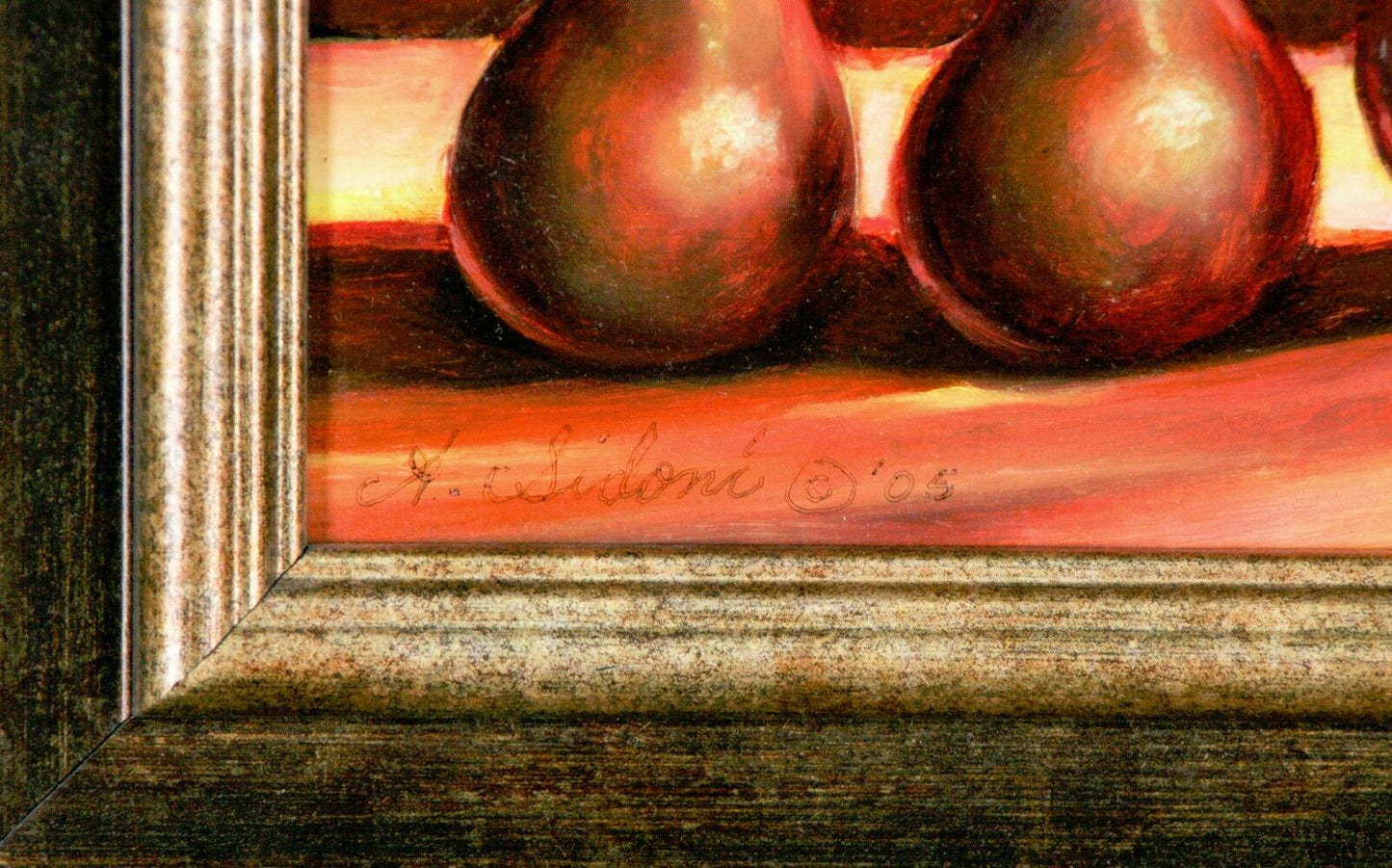 "Three Pears" By Anthony Sidoni 2005 Oil Painting 11"x13"