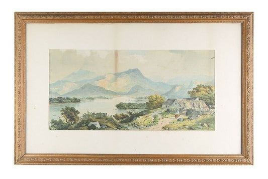 "Untitled" (Lakeside Cottage) Lithograph by Edwin A Penley, Framed 28x18"