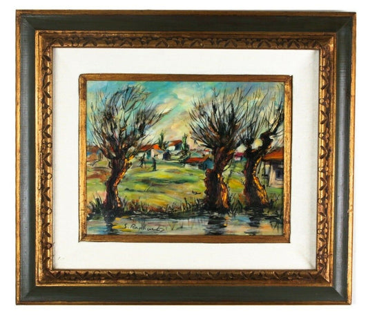 "Forest" by Zvi Raphaeli, Framed Oil on Board, 14" x 12", Signed w/ CoA