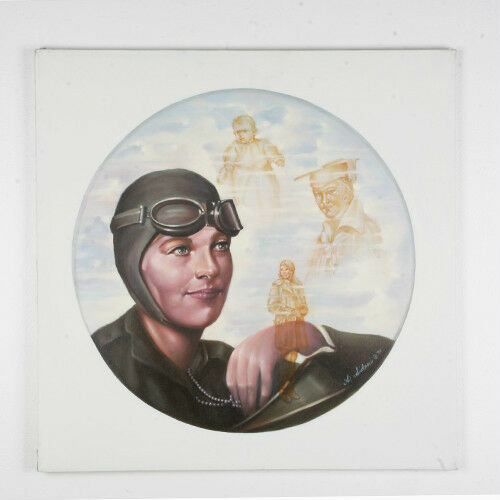 Untitled (Female Pilot) By Anthony Sidoni Signed Oil on Canvas 24"x24"