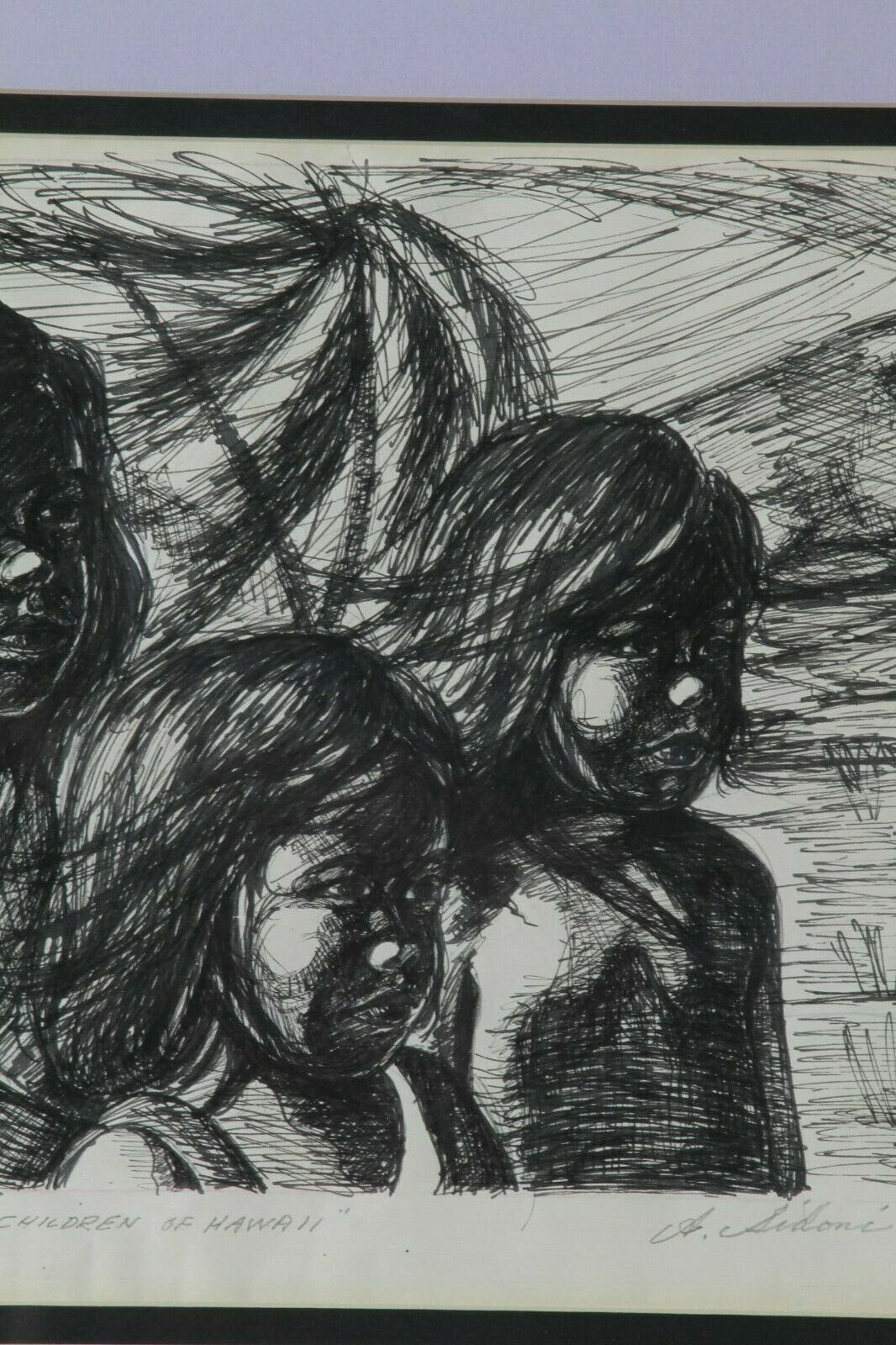 "Children of Hawaii" by Anthony Sidoni Pen & Ink Study for Oil Painting