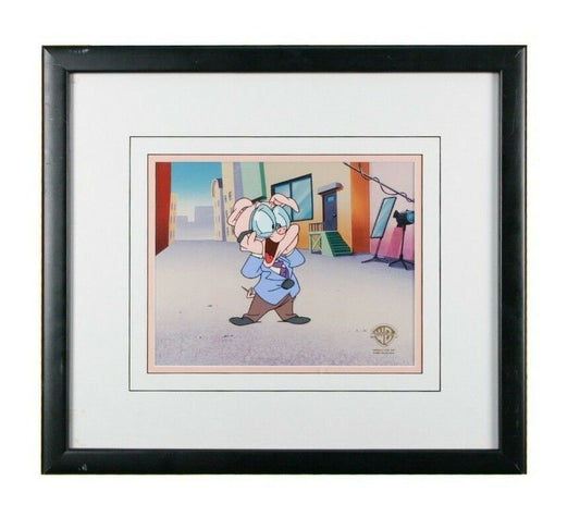 Original Warner Bros. Animation Cel of Hampton Pig from Tiny Toons w/ CoA