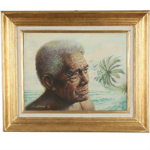 Untitled (Elderly Polynesian Man) By Anthony Sidoni Signed Oil on Canvas