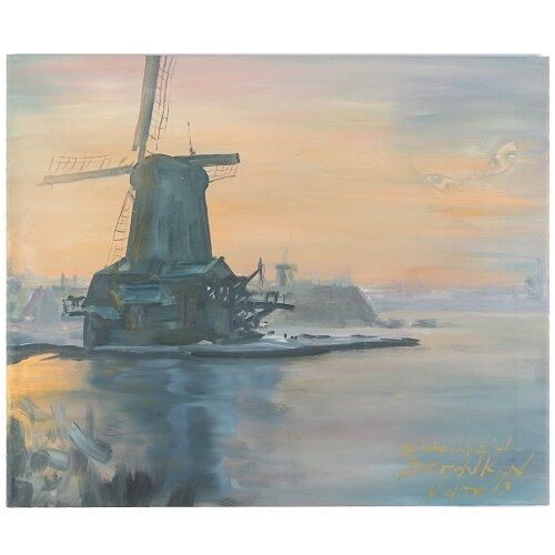 "Holland At Night" by Natali Shtainfeld-Borokov Oil on Canvas Signed & Dated