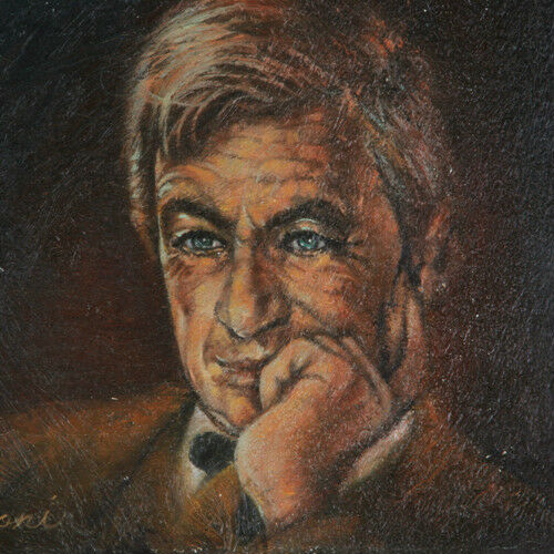 Untitled (Man Resting Chin on Hand) By Anthony Sidoni Signed Oil on Canvas 8x10