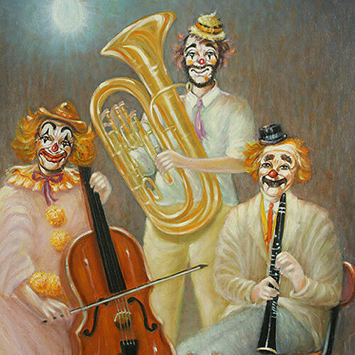 "Our Special Time Together" (3 Clowns) By Anthony Sidoni Signed Oil on Board