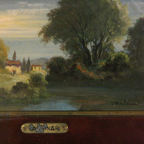 Untitled Landscape Oil Painting by Gino Tassinari Signed Framed 7 1/2"x9 1/2"