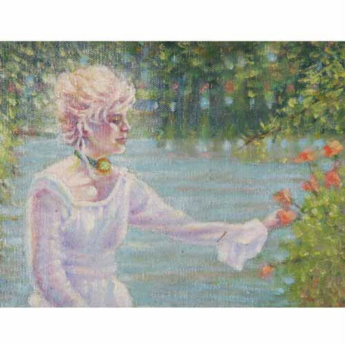 "Beauty by the Lake" By Anthony Sidoni 1997 Signed Oil on Canvas 18 1/2"x22 1/4"