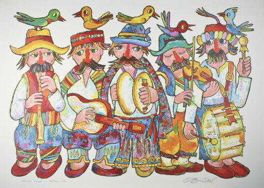 "Five Musicians" By Jovan Obican Signed Artist's Proof AP of 300 Lithograph